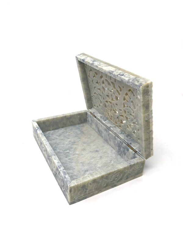 Shreyshti Soapstone Storage / Tarot Card Box Net Carving approx 6"x4" for Tarot Cards, Jewelry etc. - Image 5